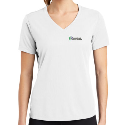Sport Tek Ladies PosiCharge RacerMesh V Neck Tee Thumbnail